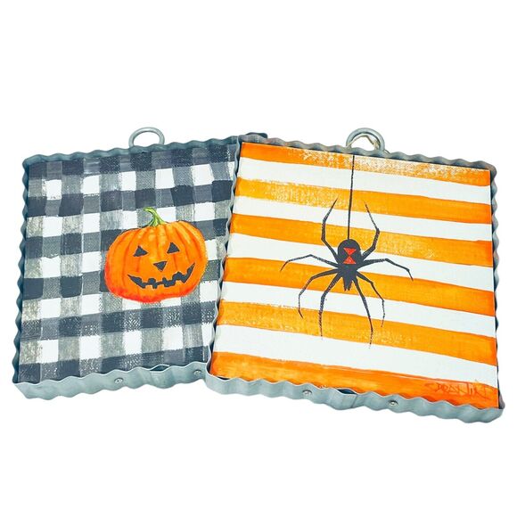 The Round Top Collection Mini Gallery Halloween Spider Metal Print Sz 6x6x1 - Picture 5 of 9